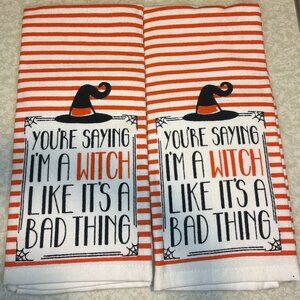 Set of 2 Witch Halloween Kitchen Towels